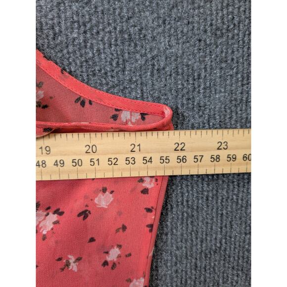 Cabi Top Womens Large Suave Pintuck Blouse Coral Blossom Semi-Sheer Tank - Picture 9 of 11